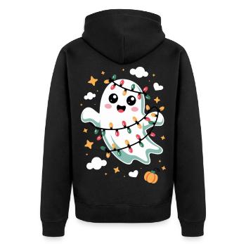 Doux fantôme avec des lumières de Noël - Veste à capuche bio Premium Unisexe - noir - Dos - Nico (187cm)