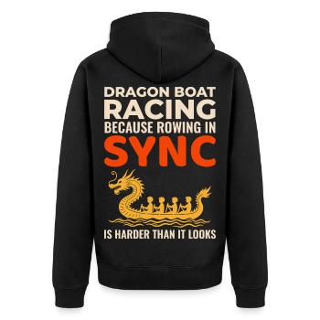 Drachenbootrennen Teamgeist - Unisex Premium Bio Zip Hoodie - Schwarz - Hinten - Nico (187cm)