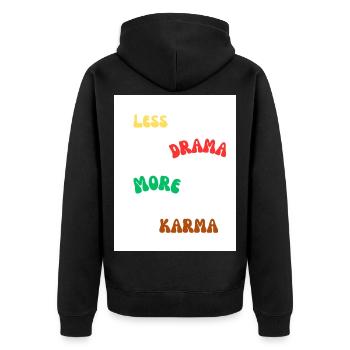 Citation positive sur la vie et le karma - Veste à capuche bio Premium Unisexe - noir - Dos - Nico (187cm)