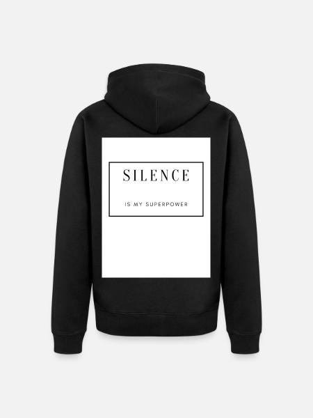 Silence, Strength and Serenity on Textile - Unisex Premium Organic Zip Hoodie - black