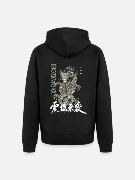 Mystic Dragon with Lettering - Unisex Premium Organic Zip Hoodie - black