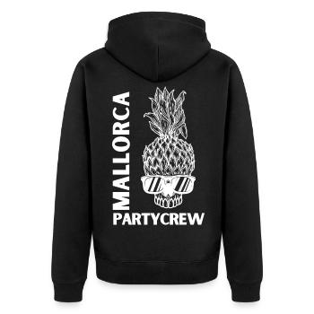 Mallorca Partycrew - Unisex Premium Bio Zip Hoodie - Schwarz - Hinten - Nico (187cm)