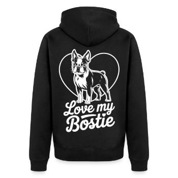 Love My Bostie - Unisex Premium Organic Zip Hoodie - black - Back - Nico (187cm)