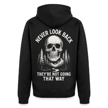 La forêt du crâne ne revient jamais - Veste à capuche bio Premium Unisexe - noir - Dos - Nico (187cm)