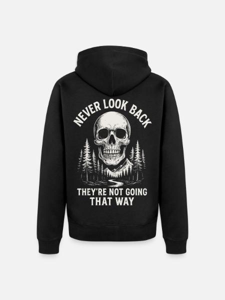 Skull Forest Never Back - Unisex Premium Organic Zip Hoodie - black