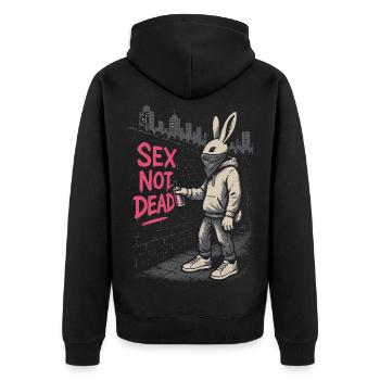 Spray Graffiti Sex Not Dead Bunny Urban Street Art - Unisex Premium Bio Zip Hoodie - Schwarz - Hinten - Nico (187cm)