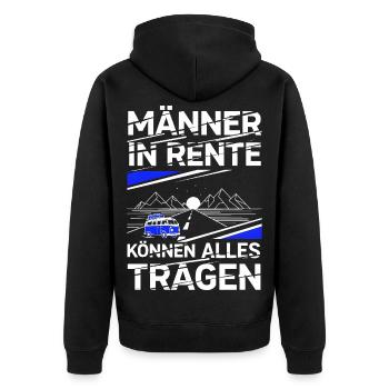 Ruhestand Spruch Rentner Geschenk Lustig 2025 - Unisex Premium Bio Zip Hoodie - Schwarz - Hinten - Nico (187cm)