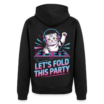 DJ Humour Animal Scottish Fold Chat - Veste à capuche bio Premium Unisexe - noir - Dos - Nico (187cm)
