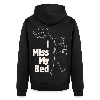 Le lit me manque – des graphismes drôles avec du café - Veste à capuche bio Premium Unisexe - noir - Dos - Nico (187cm)