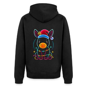 Esel Elfe Weihnachten Lustig Geschenk - Unisex Premium Bio Zip Hoodie - Schwarz - Hinten - Nico (187cm)
