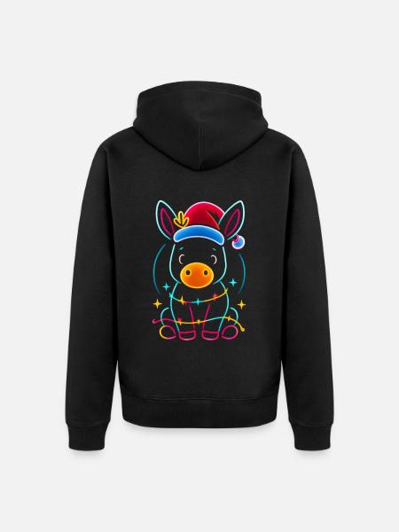 Donkey Elf Christmas Funny Gift - Unisex Premium Organic Zip Hoodie - black