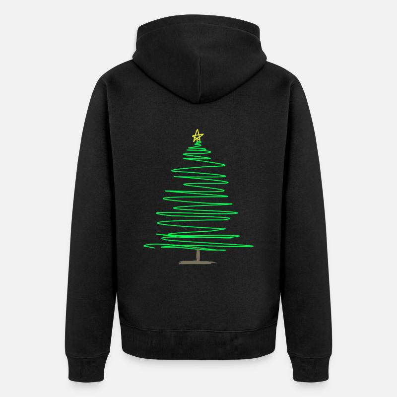 Sapin spiralé vert avec étoile - Veste à capuche bio Premium Unisexe - noir