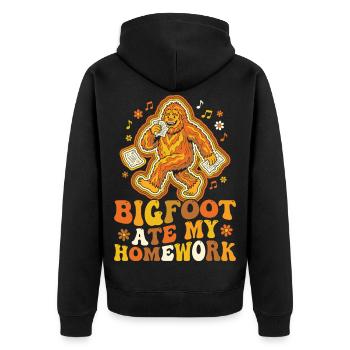 Bigfoot a mangé mes devoirs : École de mèmes - Veste à capuche bio Premium Unisexe - noir - Dos - Nico (187cm)