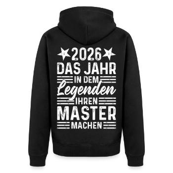 2026 Das Jahr in dem Legenden ihren Master machen - Unisex Premium Bio Zip Hoodie - Schwarz - Hinten - Nico (187cm)