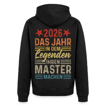 2026 Das Jahr in dem Legenden ihren Master machen - Unisex Premium Bio Zip Hoodie - Schwarz - Hinten - Nico (187cm)