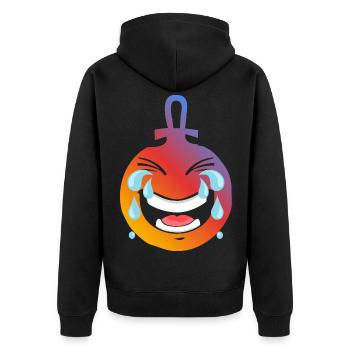 Émoji Rire Gradient Chaud boule de noel - Veste à capuche bio Premium Unisexe - noir - Dos - Nico (187cm)