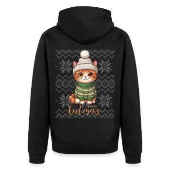 Chaton Noël en Tricot Cozy - Veste à capuche bio Premium Unisexe - noir - Dos - Nico (187cm)