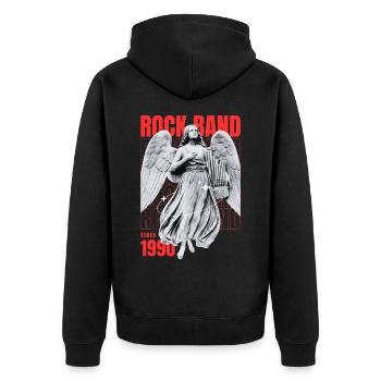 Engelrock 1990 Retro Poster - Unisex Premium Bio Zip Hoodie - Schwarz - Hinten - Nico (187cm)