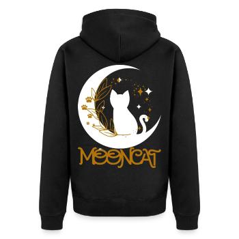 Chat lunaire doré - Veste à capuche bio Premium Unisexe - noir - Dos - Nico (187cm)