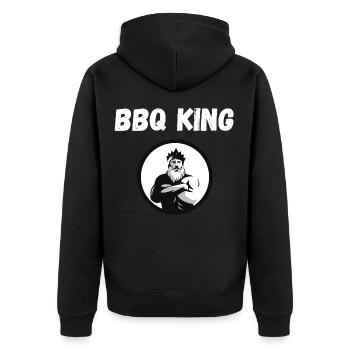 BBQ King  - Unisex Premium Organic Zip Hoodie - black - Back - Nico (187cm)