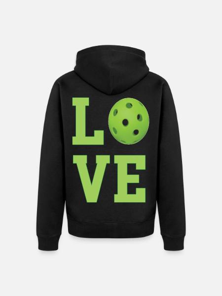 Pickleball-Liebe - Unisex Premium Bio Zip Hoodie - Schwarz