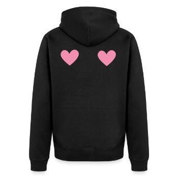 Doppelherzer - Unisex Premium Bio Zip Hoodie - Schwarz - Hinten - Nico (187cm)