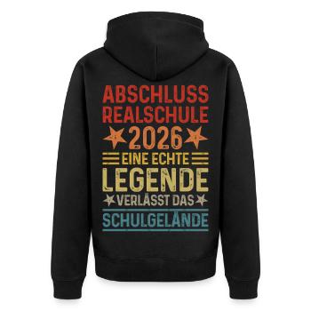 Realschulabschluss 2026 - Unisex Premium Bio Zip Hoodie - Schwarz - Hinten - Nico (187cm)