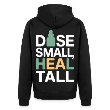 Certified Clinical Micro-Dose Specialist Apparel  - Unisex Premium Organic Zip Hoodie - black - Back - Nico (187cm)