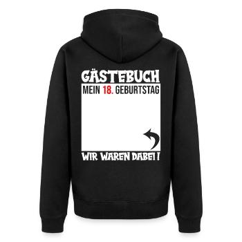 Guestbook 18th Birthday – We are waiting - Unisex Premium Organic Zip Hoodie - black - Back - Nico (187cm)