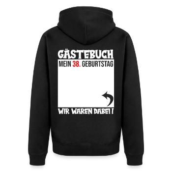 My 38th Birthday Guestbook Design - Unisex Premium Organic Zip Hoodie - black - Back - Nico (187cm)