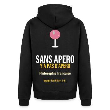 Sans Apero: Philosophie Française - Veste à capuche bio Premium Unisexe - noir - Dos - Nico (187cm)