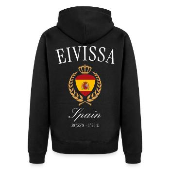 Ibiza-Stadt (Eivissa) Spanien – Reise Souvenir - Unisex Premium Bio Zip Hoodie - Schwarz - Hinten - Nico (187cm)