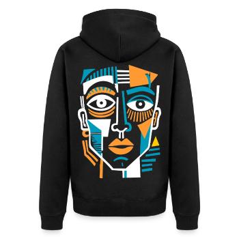 Colorful Cubist Face - Unisex Premium Organic Zip Hoodie - black - Back - Nico (187cm)