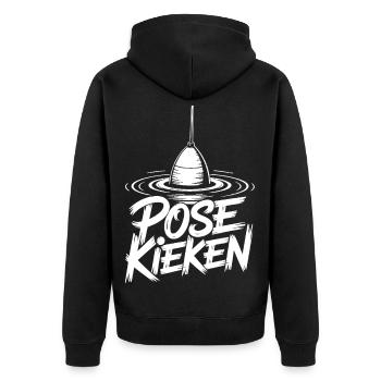 Fischen Pose Humor - Unisex Premium Bio Zip Hoodie - Schwarz - Hinten - Nico (187cm)