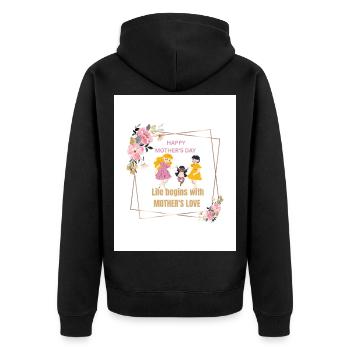 Mother's Love Blumenrahmen - Unisex Premium Bio Zip Hoodie - Schwarz - Hinten - Nico (187cm)