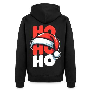 Ho Ho Ho Weihnachts-Santa Stil - Unisex Premium Bio Zip Hoodie - Schwarz - Hinten - Nico (187cm)