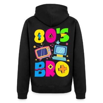 Retour rétro au design vintage des années 80 - Veste à capuche bio Premium Unisexe - noir - Dos - Nico (187cm)
