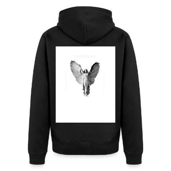 Freedom - Unisex Premium Organic Zip Hoodie - black - Back - Nico (187cm)