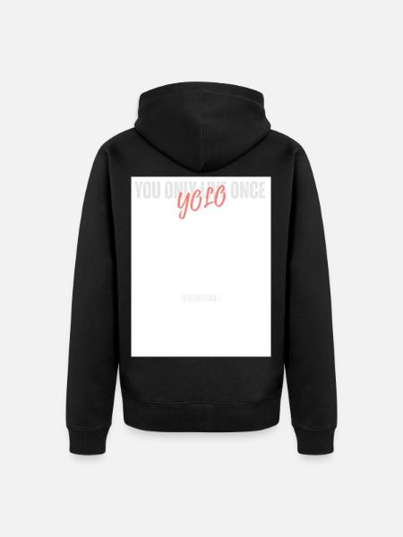 YOLO Script on a white jersey - Unisex Premium Organic Zip Hoodie - black