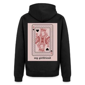 Herz-Königin mit Rose - Unisex Premium Bio Zip Hoodie - Schwarz - Hinten - Nico (187cm)
