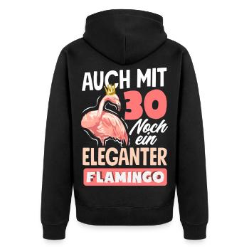 Mit 30 Eleganter Flamingo Geburtstag - Unisex Premium Bio Zip Hoodie - Schwarz - Hinten - Nico (187cm)