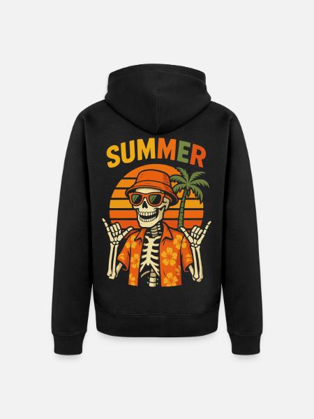 Sun Tiki Skeleton Summer - Unisex Premium Organic Zip Hoodie - black