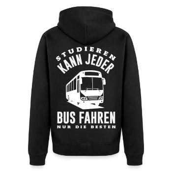 Bus Fahren Nur Die Besten - Unisex Premium Bio Zip Hoodie - Schwarz - Hinten - Nico (187cm)