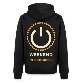 Wochenende im Gange - Unisex Premium Bio Zip Hoodie - Schwarz - Hinten - Nico (187cm)