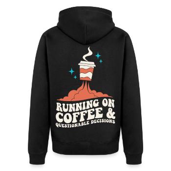 Kaffee für fragwürdige Entscheidungen - Unisex Premium Bio Zip Hoodie - Schwarz - Hinten - Nico (187cm)