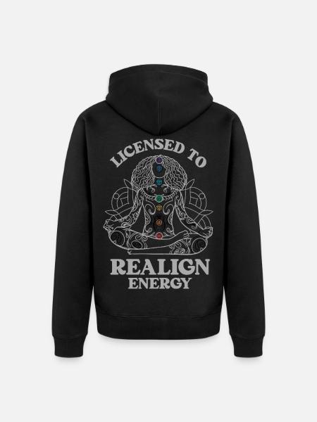 Chakra Lizenz - Energie im Flow - Unisex Premium Bio Zip Hoodie - Schwarz