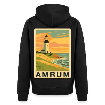 Amrum - Unisex Premium Bio Zip Hoodie - Schwarz - Hinten - Nico (187cm)