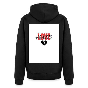 Hassliebe, gebrochenes Herz Valentinsgeschenk - Unisex Premium Bio Zip Hoodie - Schwarz - Hinten - Nico (187cm)