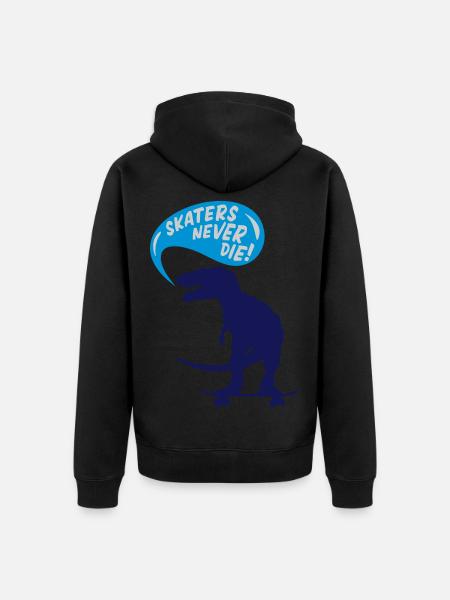 t-rex skater - Unisex Premium Organic Zip Hoodie - black