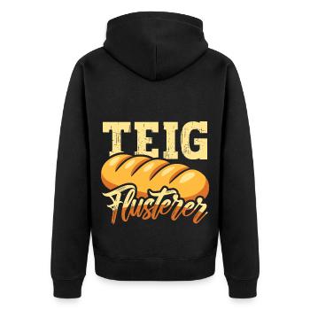 Teig-Flüsterer Bäcker - Unisex Premium Bio Zip Hoodie - Schwarz - Hinten - Nico (187cm)